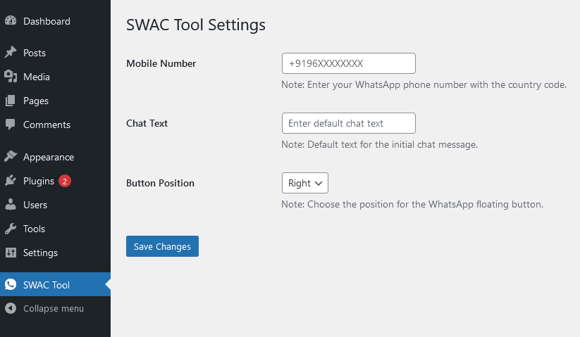 Simple whatsapp chat tool wordpress plugin free